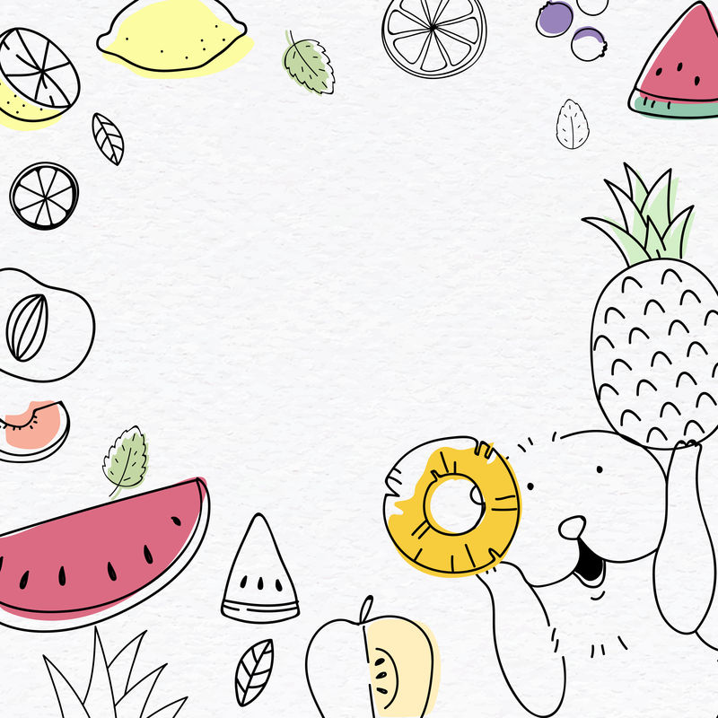 夏季水果涂鸦框架向量