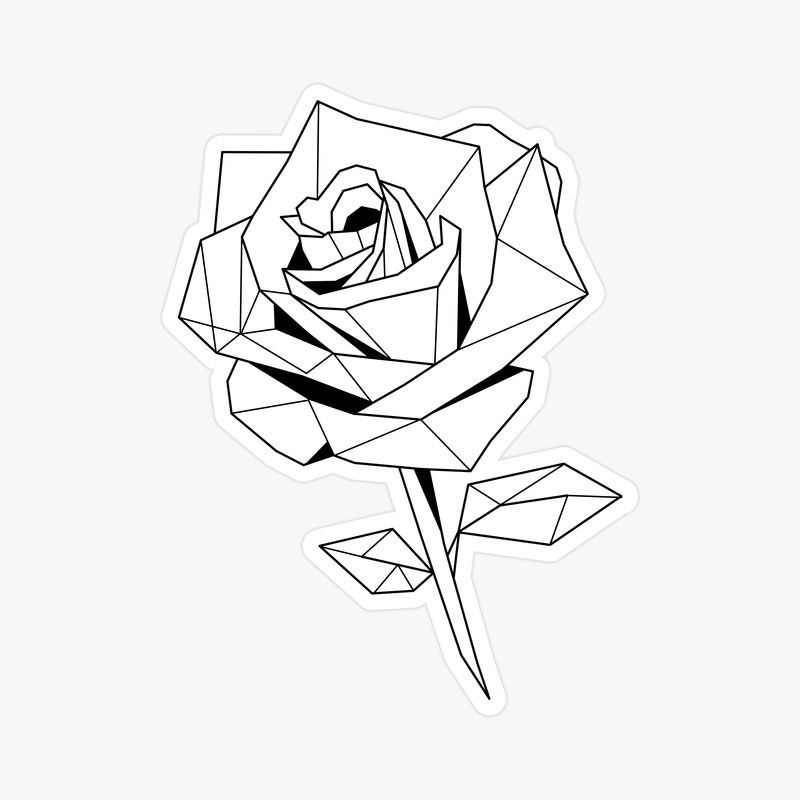 黑白玫瑰贴纸矢量