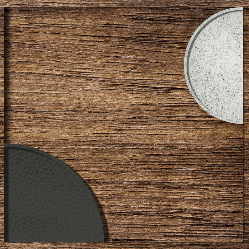 木制背景向量上的黑白半圆图案