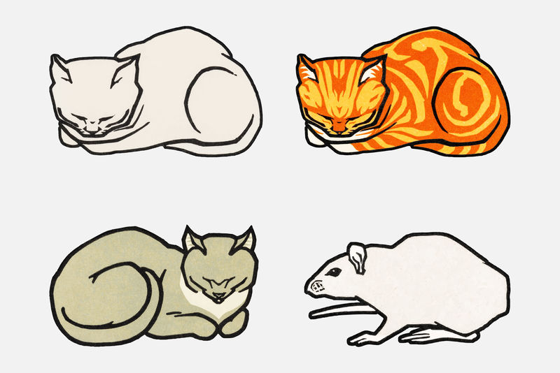 复古猫标志psd复古动物系列