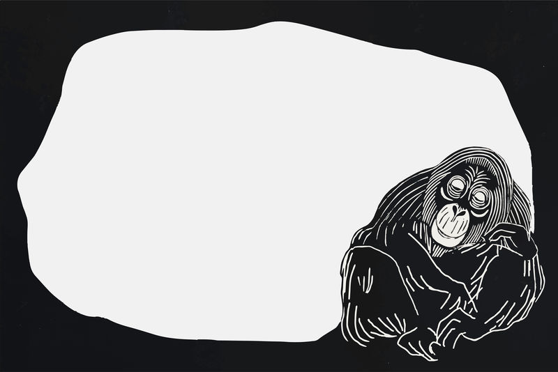复古红毛猩猩框架艺术印刷矢量由塞缪尔·杰瑟伦·德梅斯基塔的艺术作品混合而成