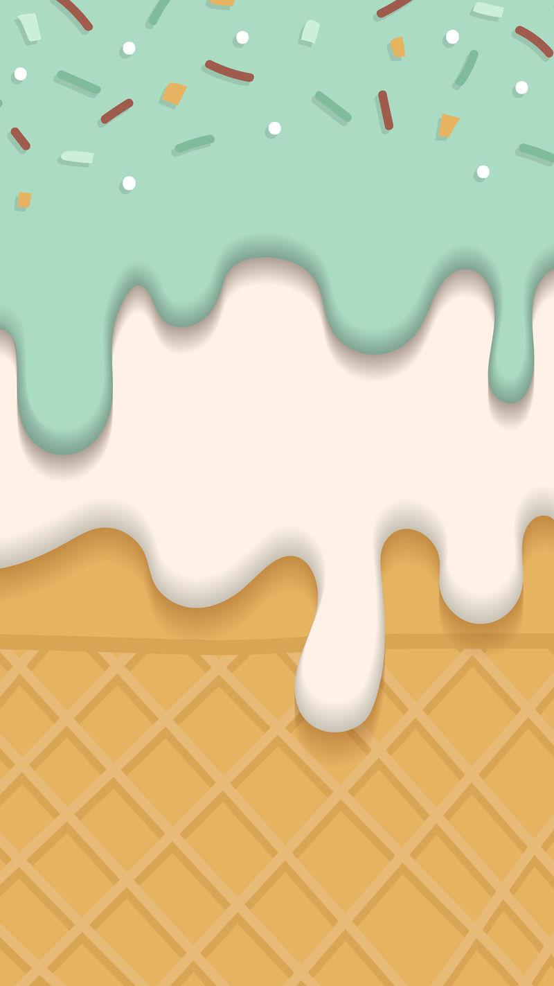 奶油冰淇淋华夫饼手机壁纸矢量