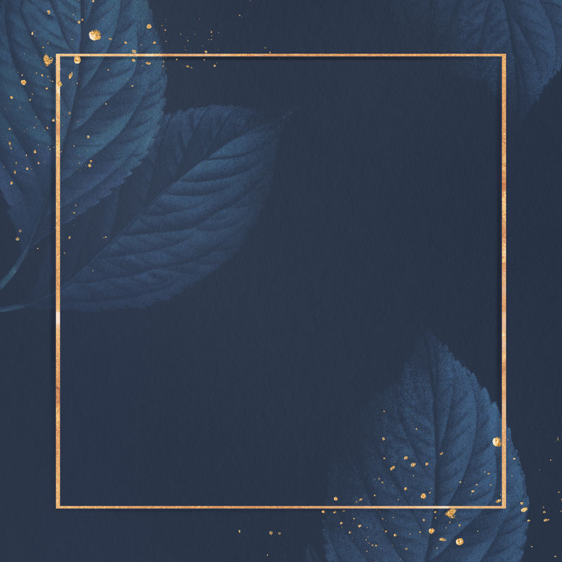 蓝色背景带叶子的金属框架社会模板插图