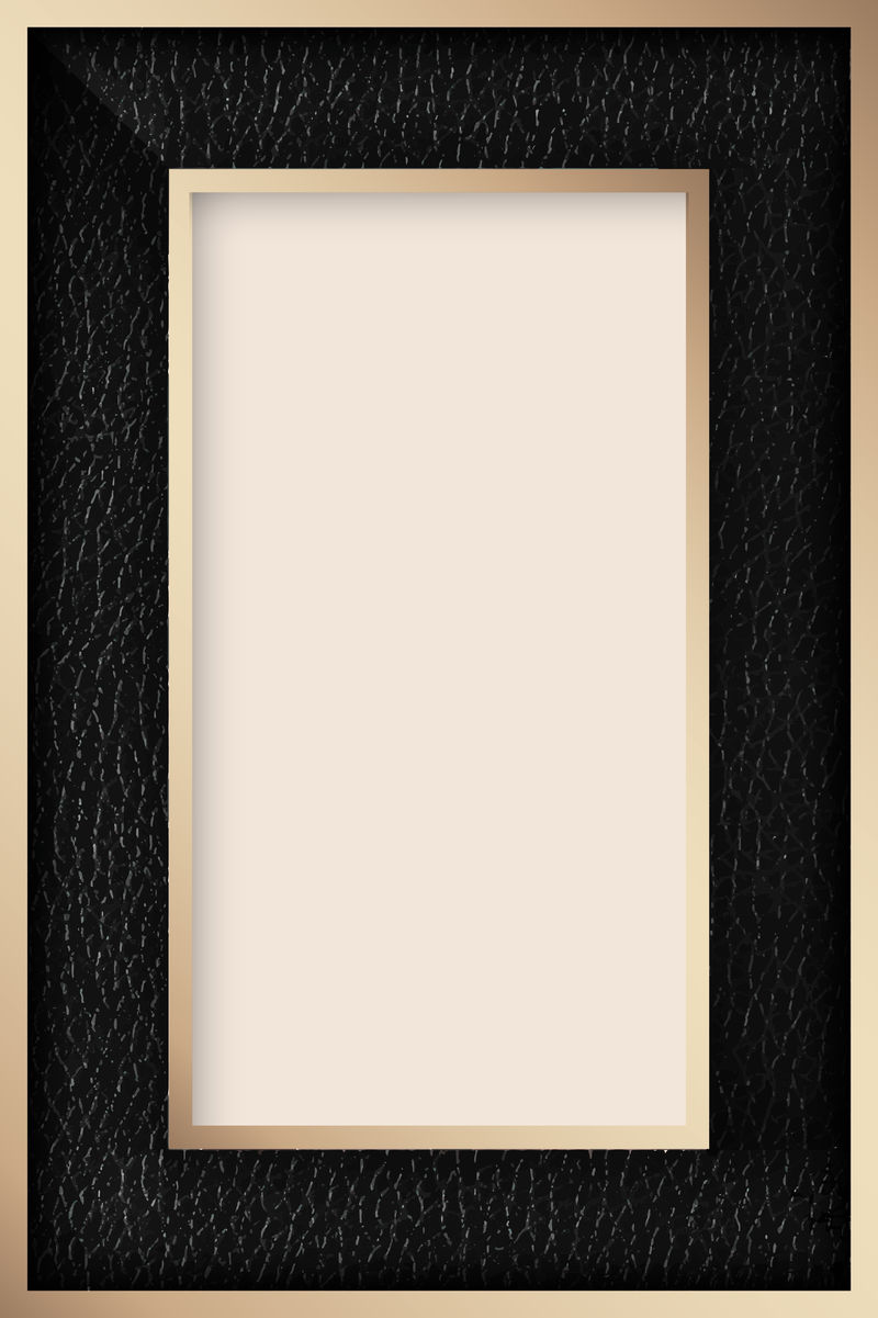 米色织物纹理背景向量上的黑色皮革框架
