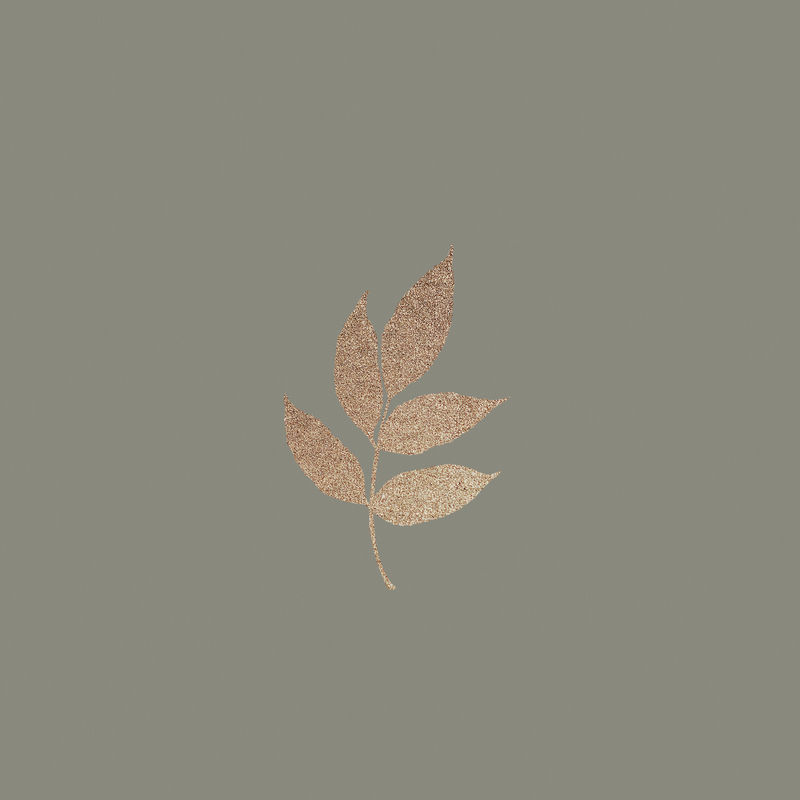 灰色背景插图上闪着金光的叶子