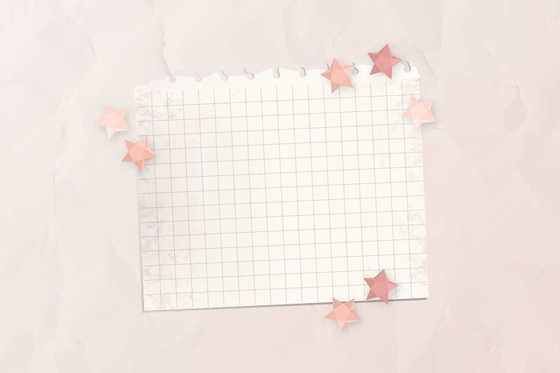 空白纸上的粉红色星星