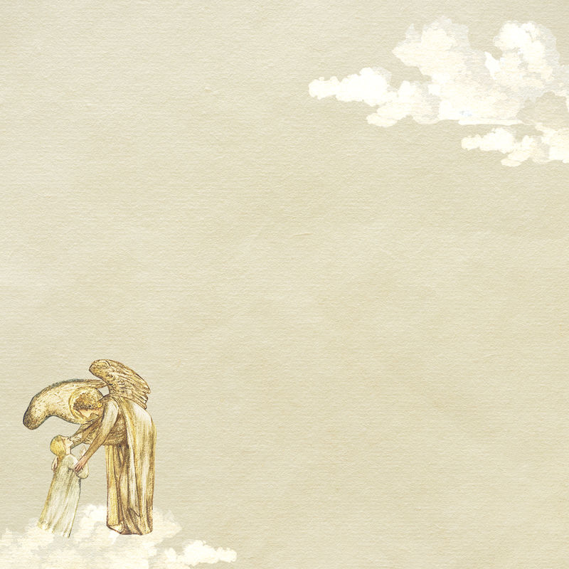 米色纸张背景上的复古天使