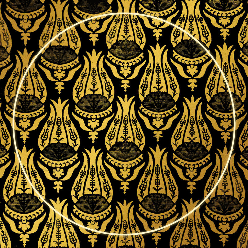 金郁金香框架模式矢量混合从威廉莫里斯的艺术作品