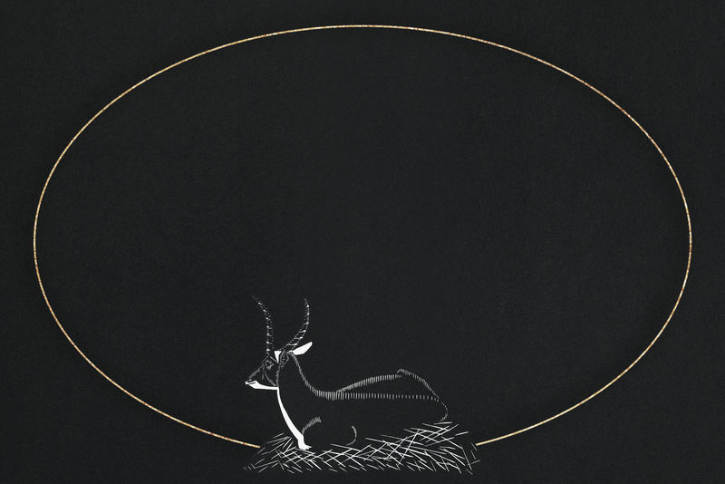 复古waterbuck psd框架动物艺术印刷品由Samuel Jessuron de Mesquita的艺术作品混合而成