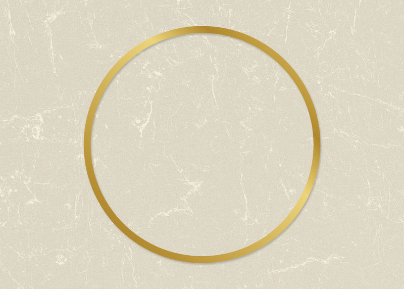 米色纸纹理背景上的金色圆形框架