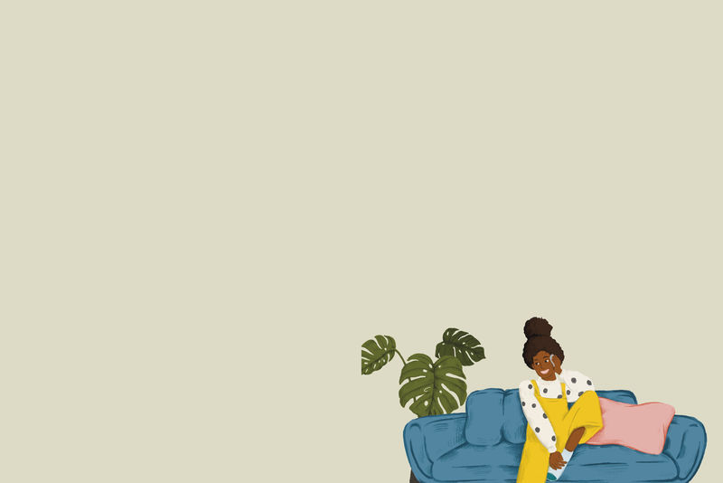 沙发上的女孩绿色背景psd可爱的生活方式与设计sp绘图
