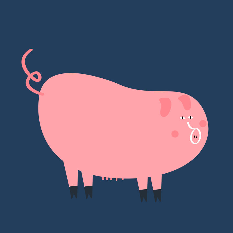 可爱的猪动物psd蓝色背景设计元素