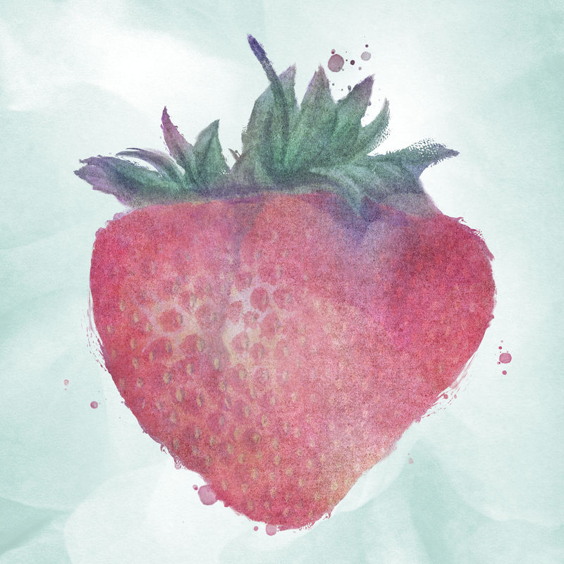 手绘草莓水彩风格设计资源
