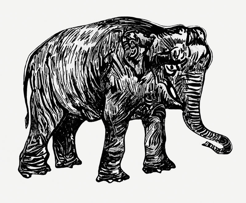 古董大象艺术印刷品由西奥·范·霍伊泰玛（Theo van Hoytema）的艺术作品混合而成