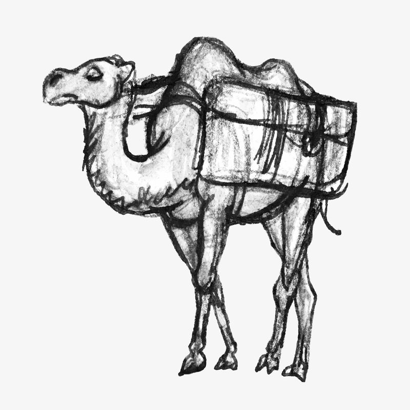 Camel vector复古插图由Leo Gestel的艺术作品混合而成