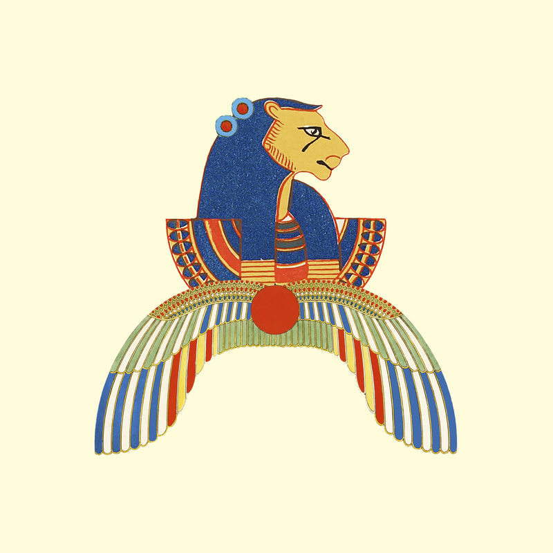 埃及狮子头神插图从公共领域的艺术作品混合