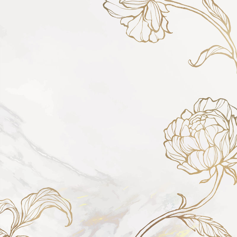 大理石背景上的金色花卉轮廓
