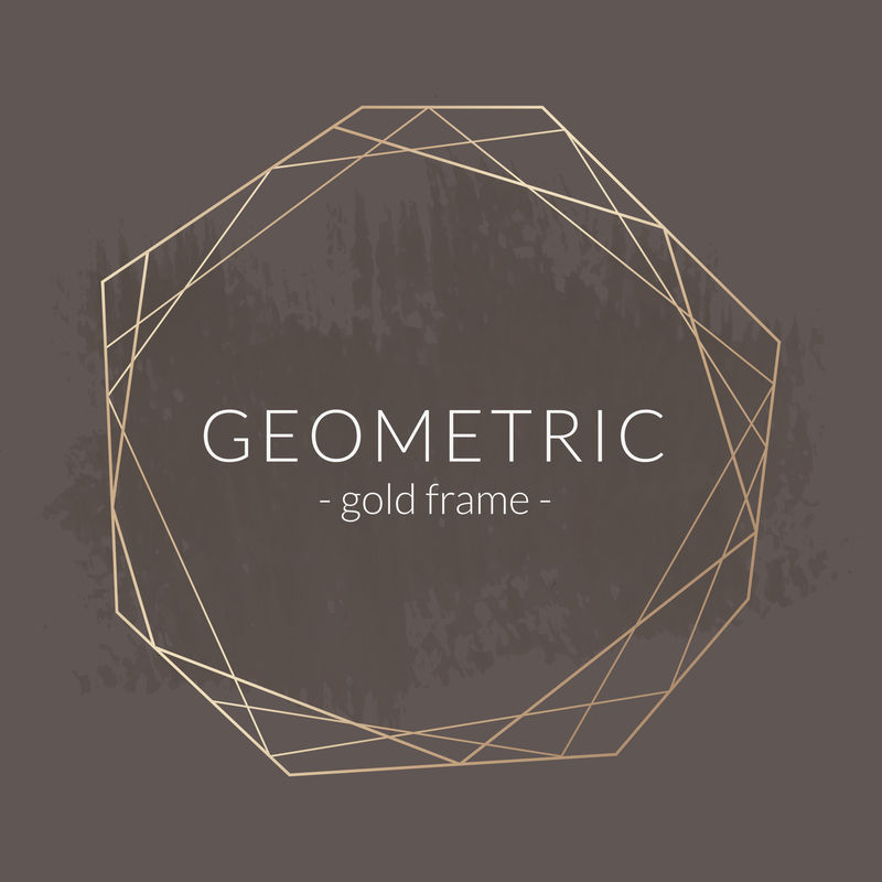 金色几何框架上的棕色笔触图案背景插图