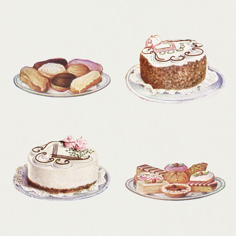 复古手绘蛋糕系列设计资源
