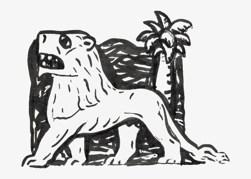 Lion vector复古插图由Leo Gestel的艺术品混合而成