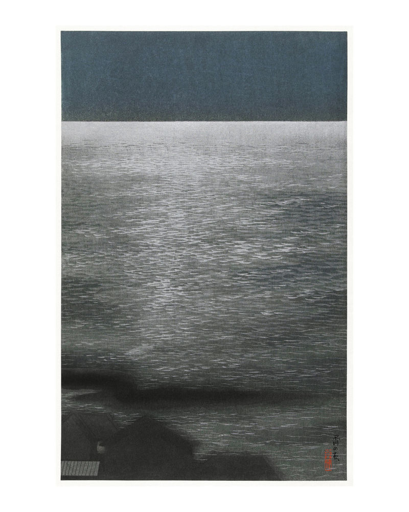 Shinagawa复古插图《夜晚的海浪》墙面艺术印刷品和海报设计混搭原创作品