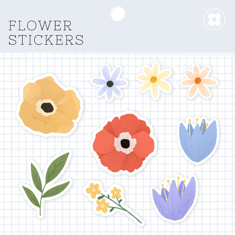 花卉贴纸包装插图