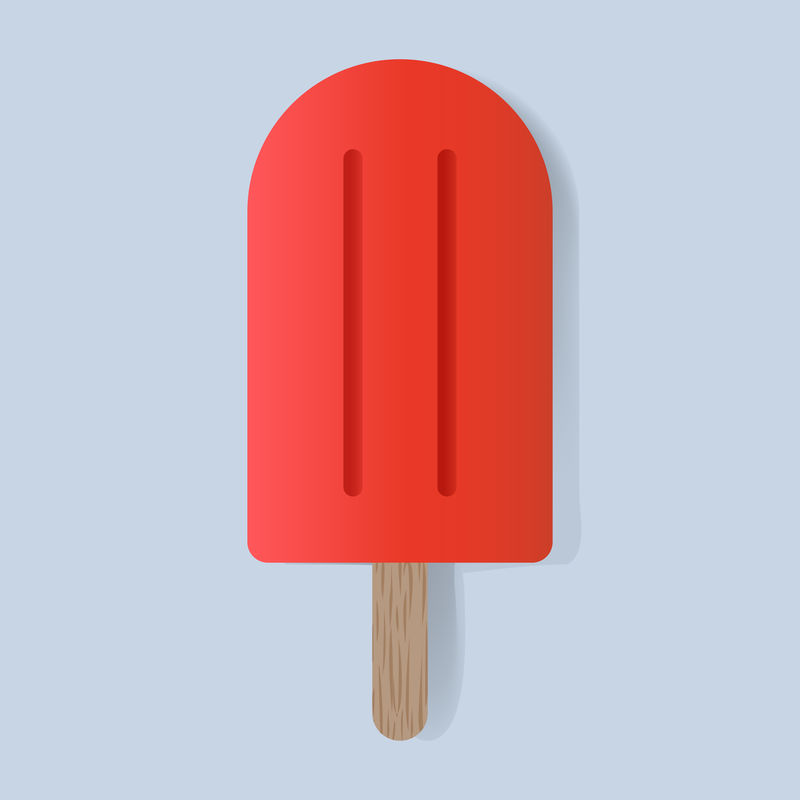 红色冷冻冰淇淋配木棍矢量图