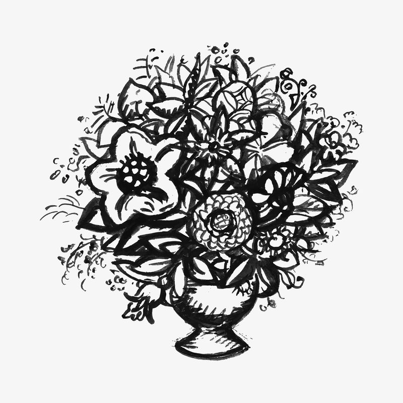 复古花卉矢量手绘插图由Leo Gestel的艺术品混合而成