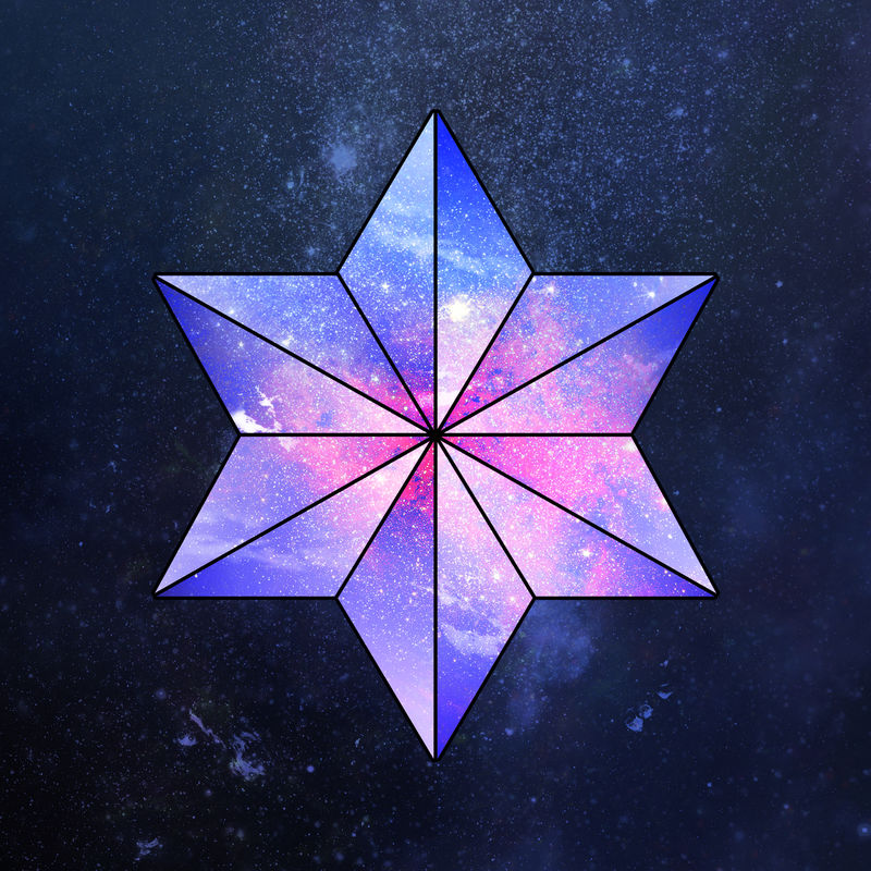 紫色银河图案几何星贴纸设计元素