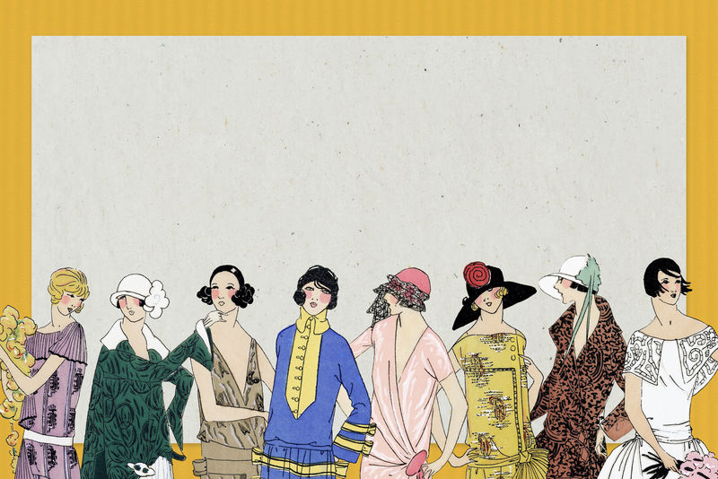 框架psd展示了20世纪20年代的女性时尚从Tr\u0026egrave出版的复古插图中重新混合；巴黎人
