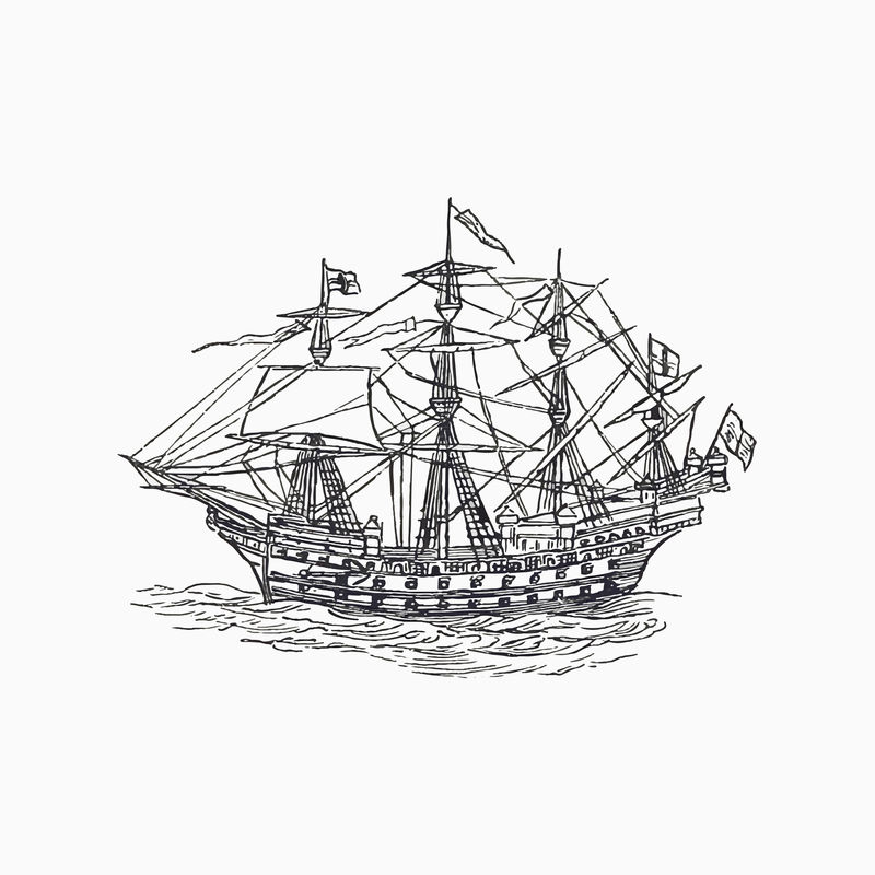 白色背景向量上的Ship图标