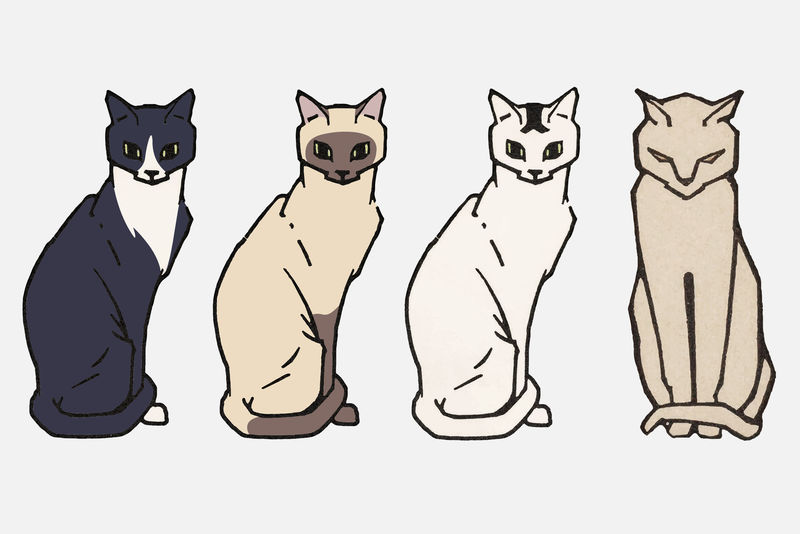 复古猫动物标志psd复古系列