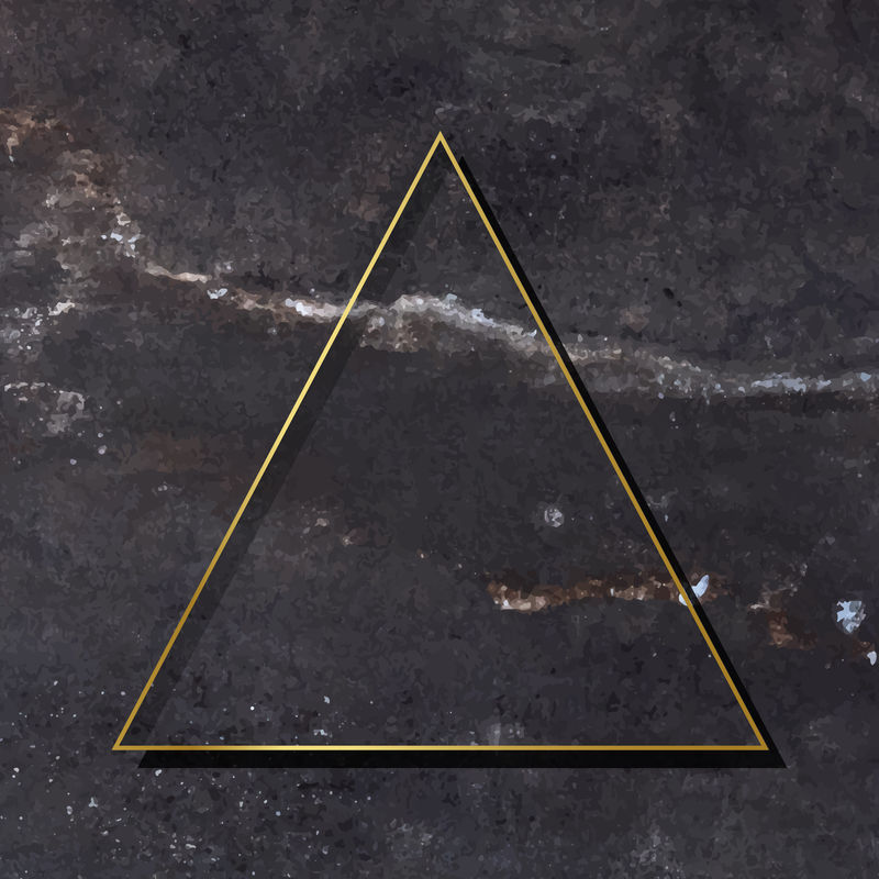 黑色大理石背景向量上的三角形金框