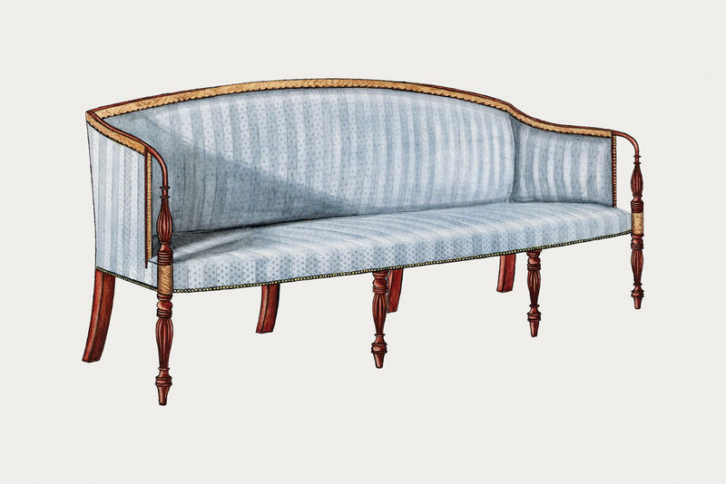 复古蓝色沙发psd插图由约翰·迪特里奇的作品混合而成