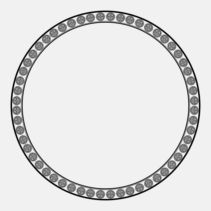 中国框架Lu符号矢量图案中国新年主题黑圈