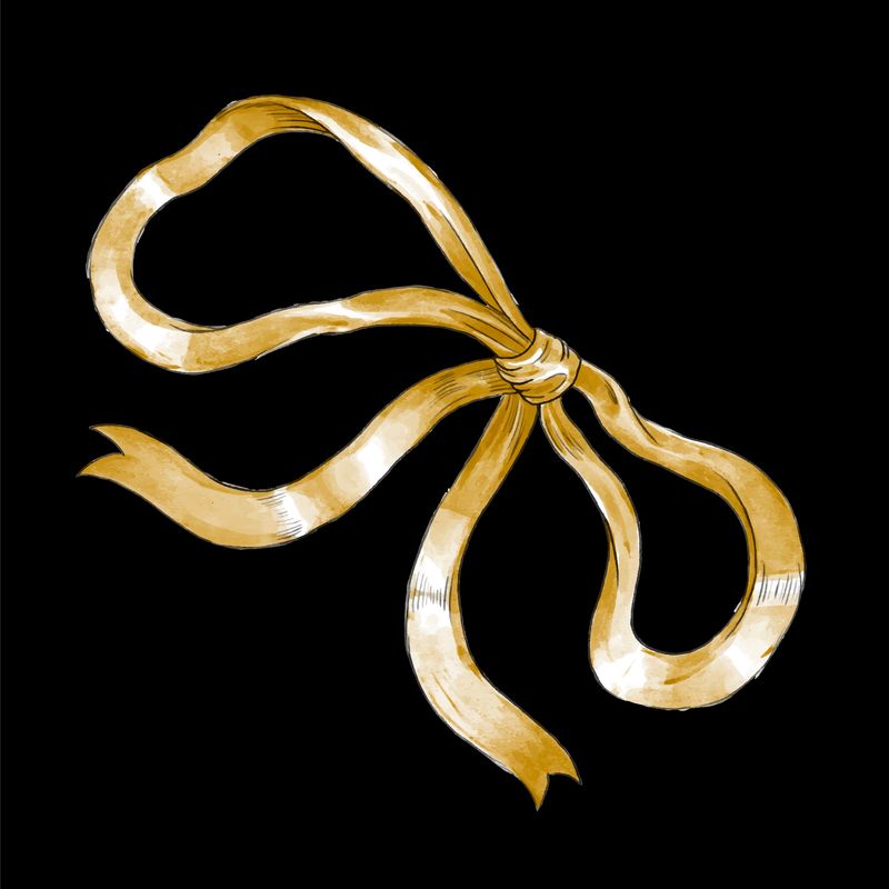金色丝带蝴蝶结矢量手绘设计元素