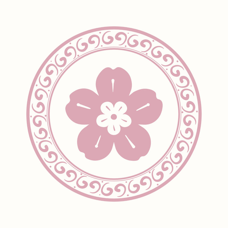 粉红色樱花徽章中国传统标志