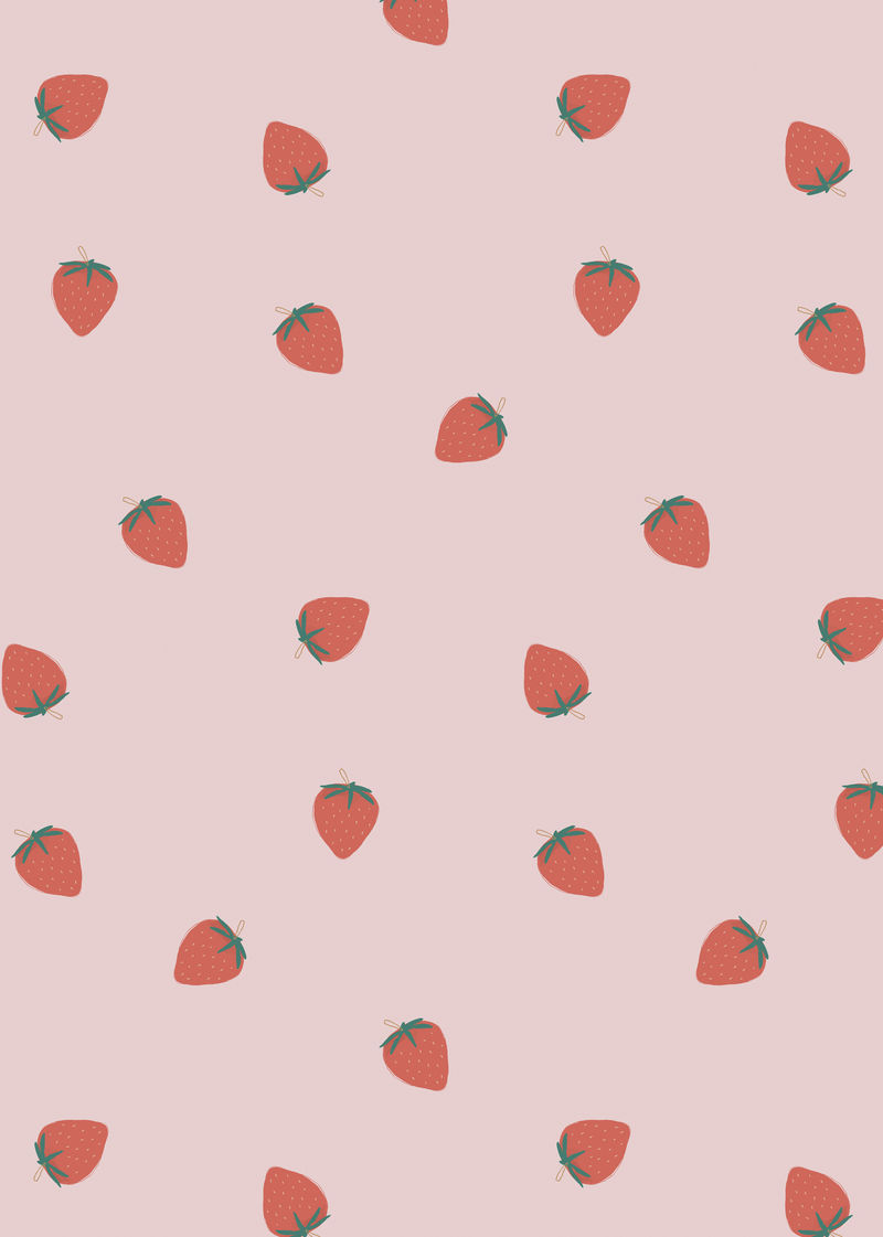 手绘草莓图案粉彩背景
