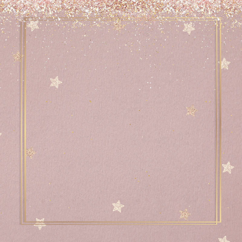 闪亮的星型派对框架粉色背景
