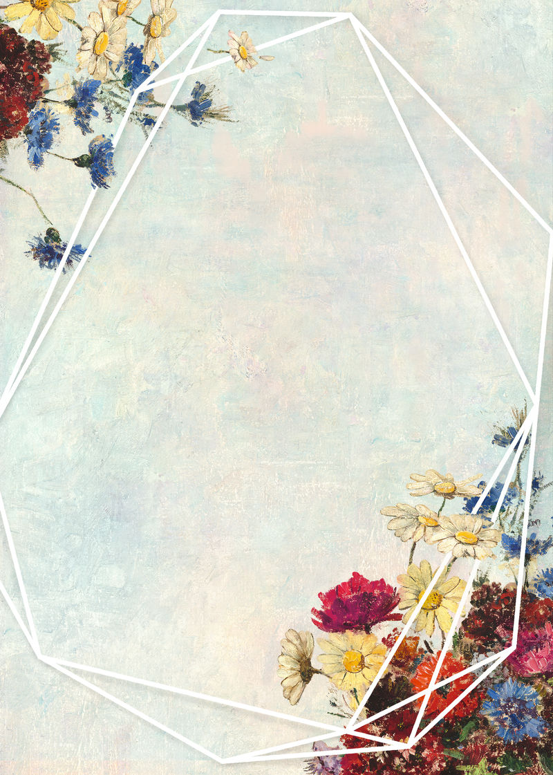 七边形框架花卉墙面纹理背景
