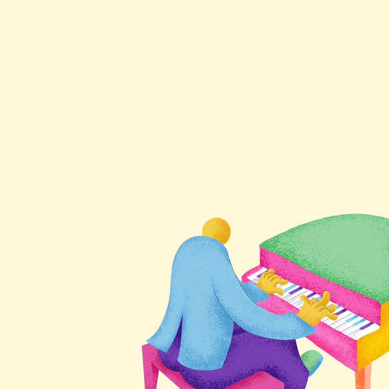 米色音乐背景与钢琴家平面图形