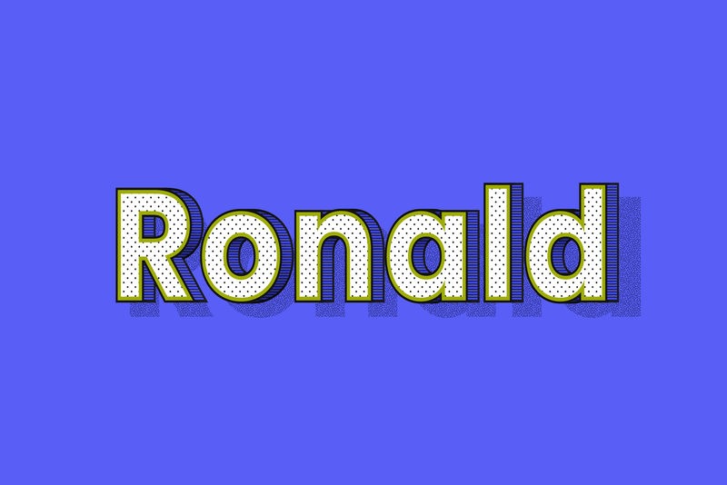男性姓名Ronald字体刻字