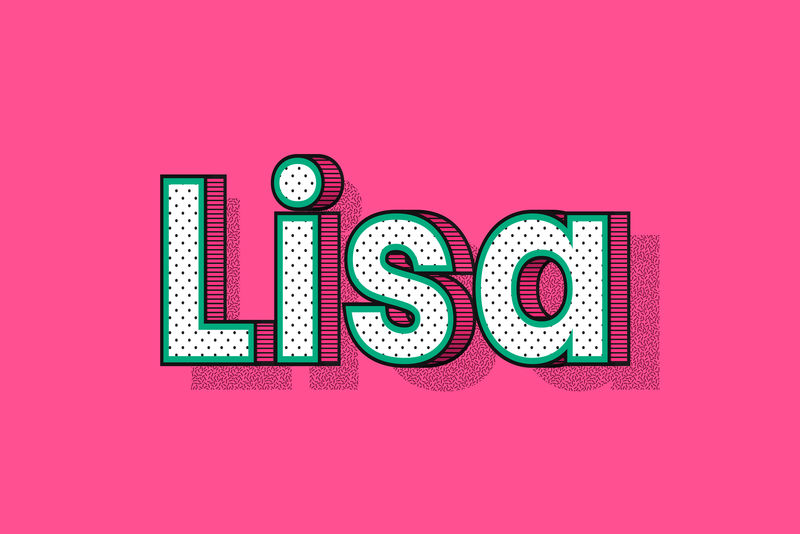 Lisa女性姓名复古波尔卡圆点字体