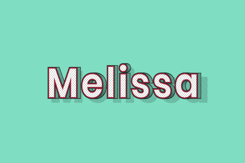 Melissa姓名刻字字体阴影复古排版