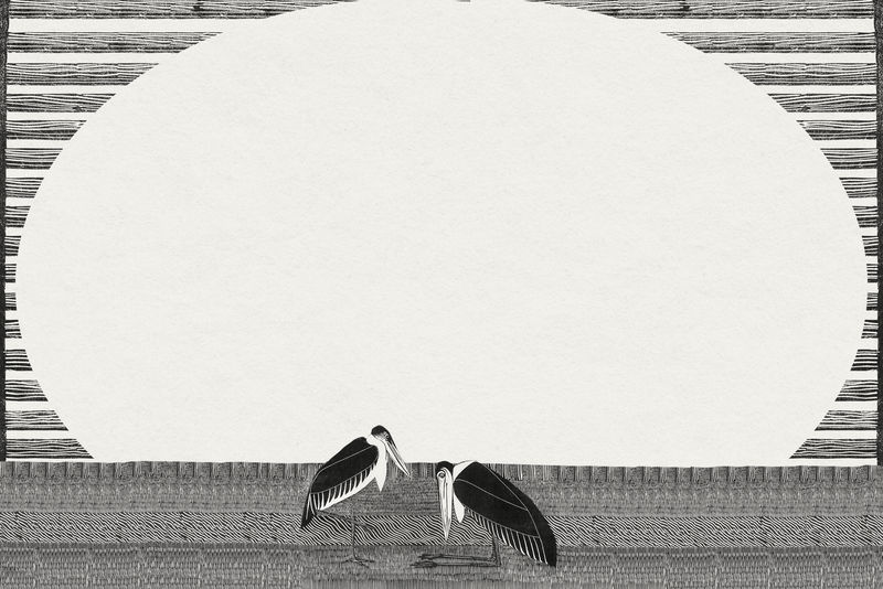 复古马拉布鹳框动物艺术印花由塞缪尔·杰苏伦·德·梅斯基塔的艺术作品混合而成