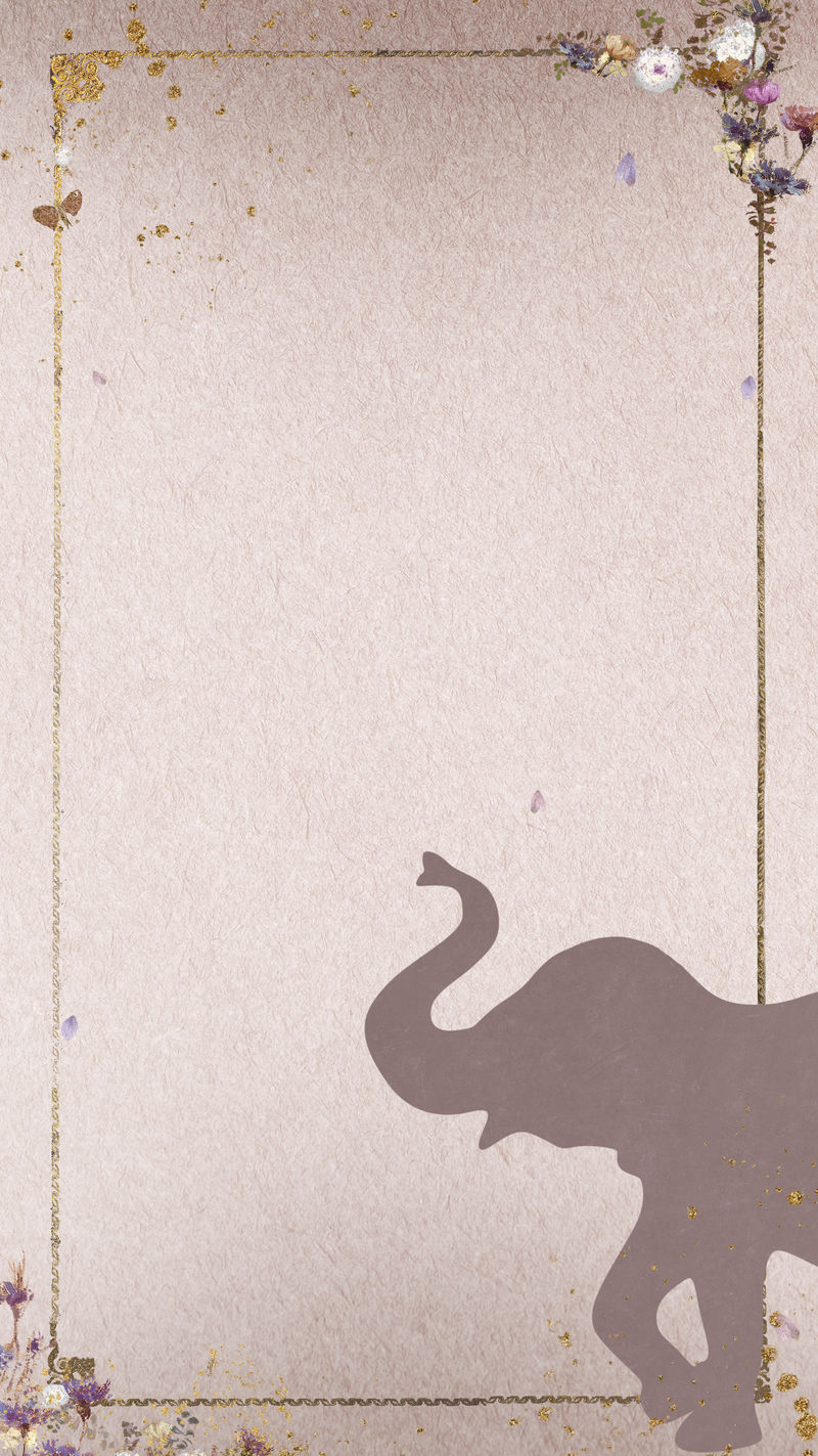 大象头剪影画手机壁纸插图