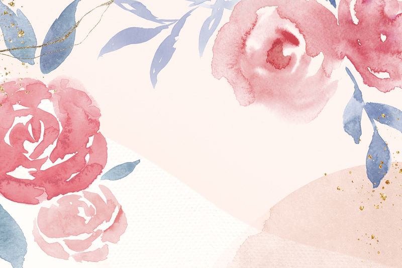 粉色玫瑰色框架背景psd春季水彩插图