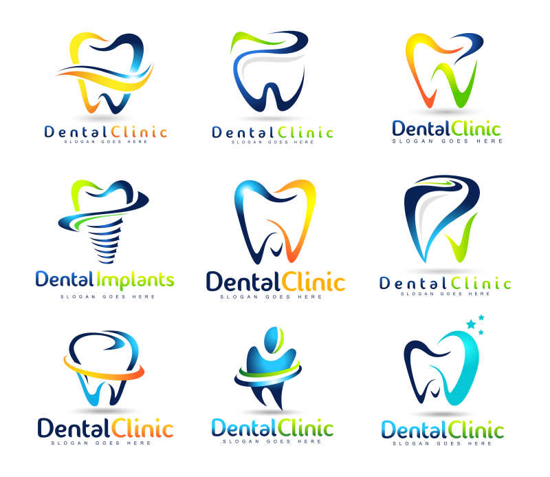 牙科诊所创意矢量标志设计