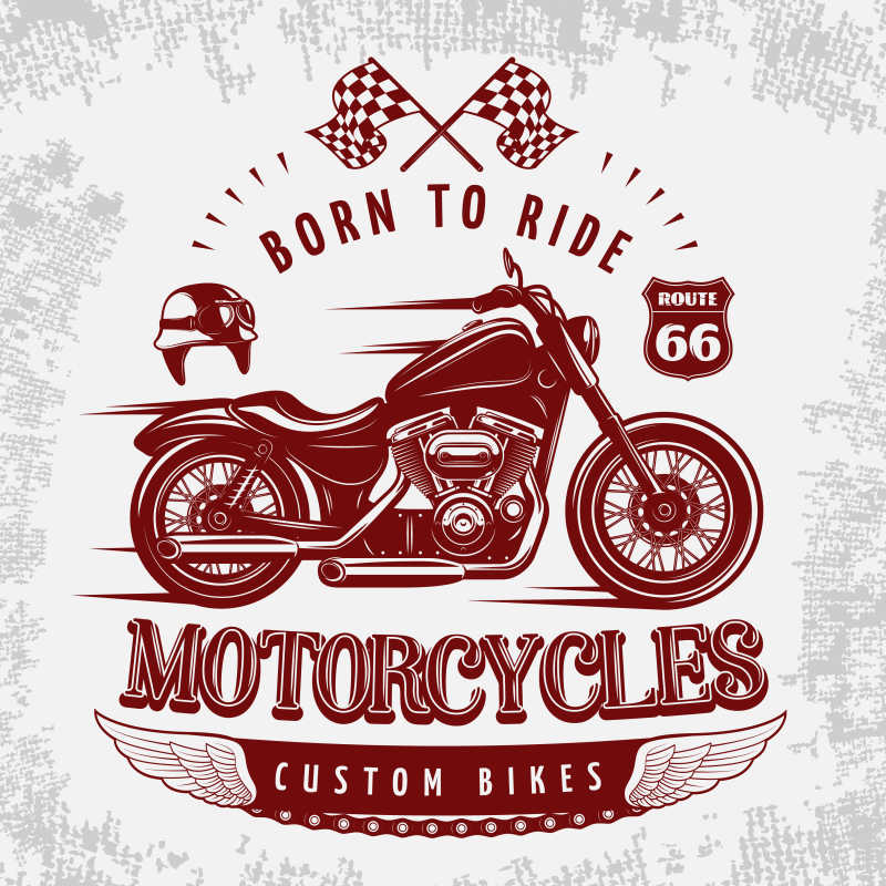 复古风格的摩托车商标矢量插画