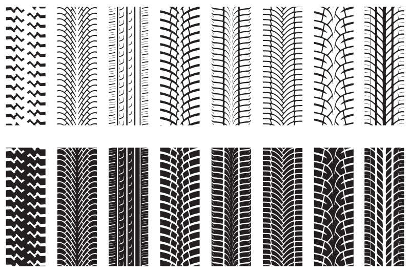 不同种类的轮胎轨迹矢量